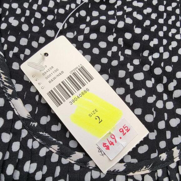 Ranna Gill Anthropologie Black Ruffled Polka Dot Sleeveless Embroidered Blouse 2 - Picture 2 of 8